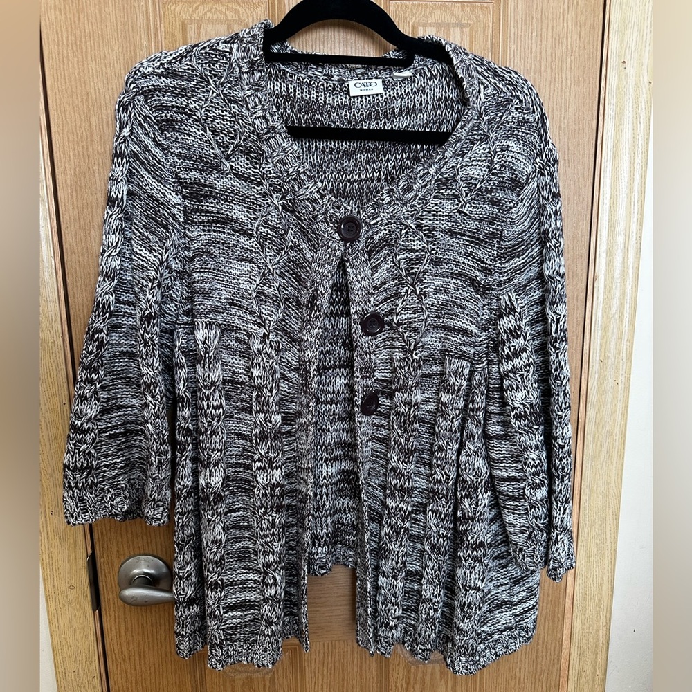 Cato Brown & White Button Knit Cardigan Sz 18/20
